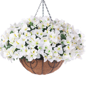 HyeFlora artificial hanging flowers outdoor bougainvillea basket for year‑round curb appeal