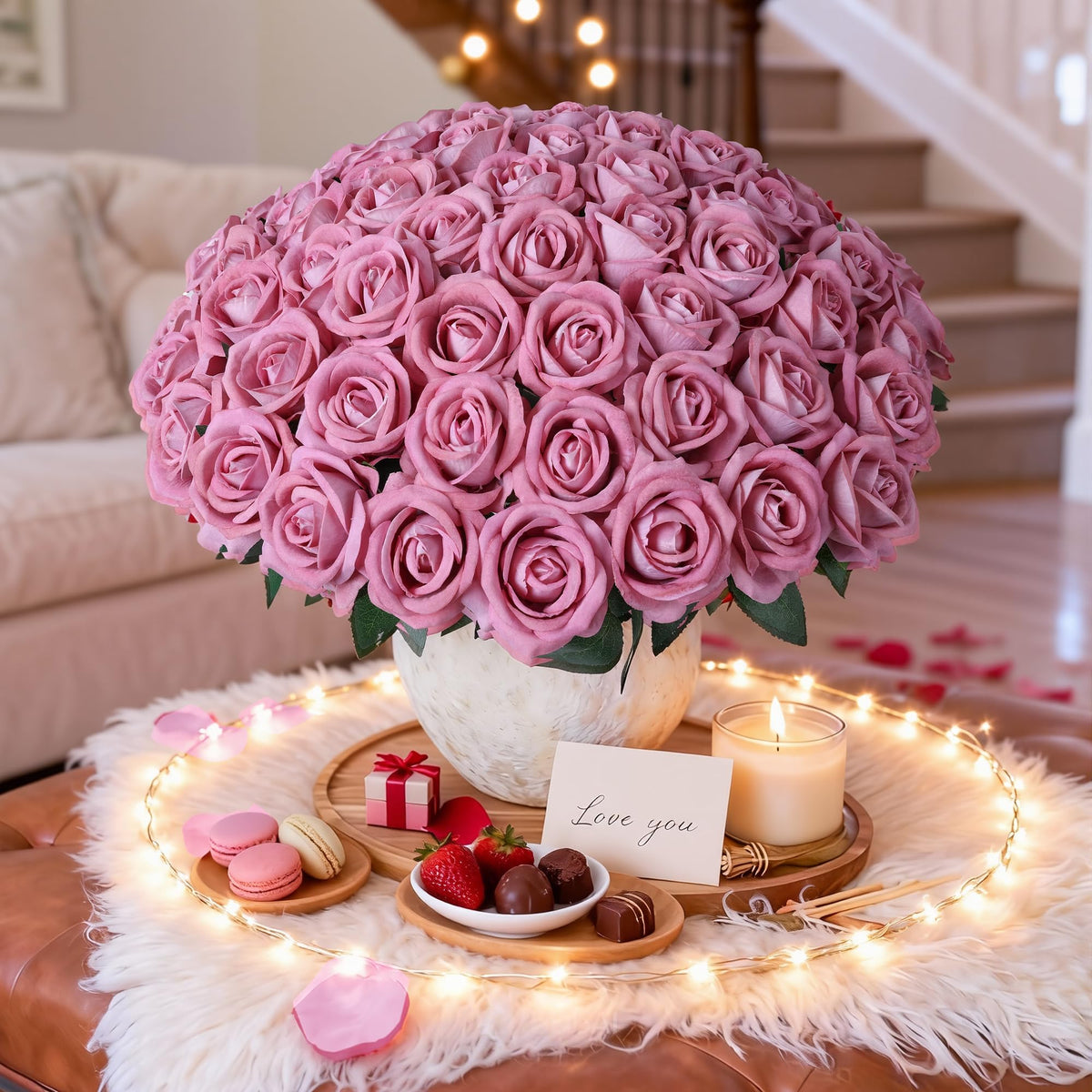 HyeFlora dusty roses with bendable stems for creative indoor or outdoor displays.
