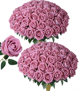 HyeFlora dusty roses bundle closeup shows lifelike petals for natural-looking decor.