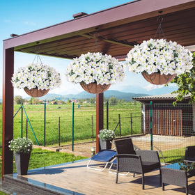 HyeFlora basket with coconut lining supports a natural decorative hanging display