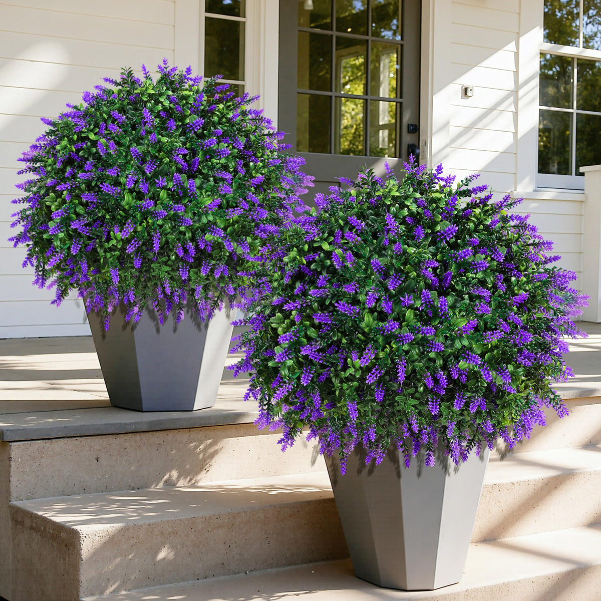 HyeFlora 26-inch topiary boxwood ball with lavender crown for elegant outdoor decor