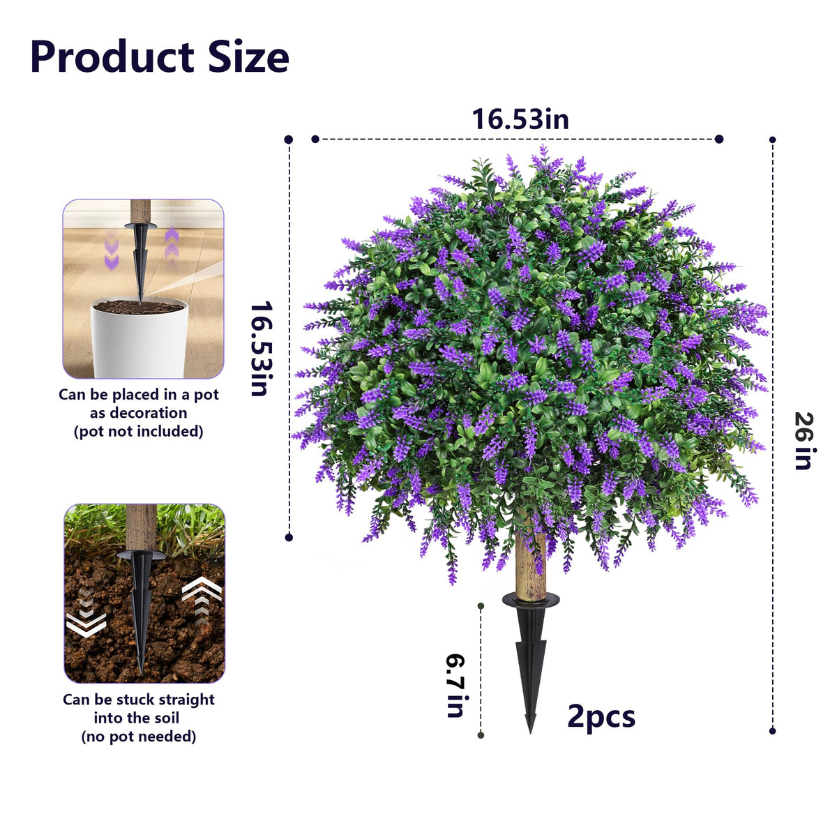 HyeFlora 26-inch topiary with ground stake for easy outdoor installation