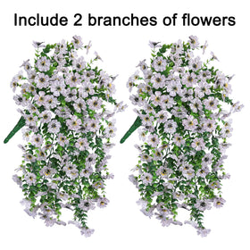 HyeFlora white daisy arrangement with eucalyptus leaves, ideal for hanging garden decor.