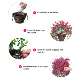 HyeFlora 13-inch chain supports a 19.5-inch assembled daisy basket display.