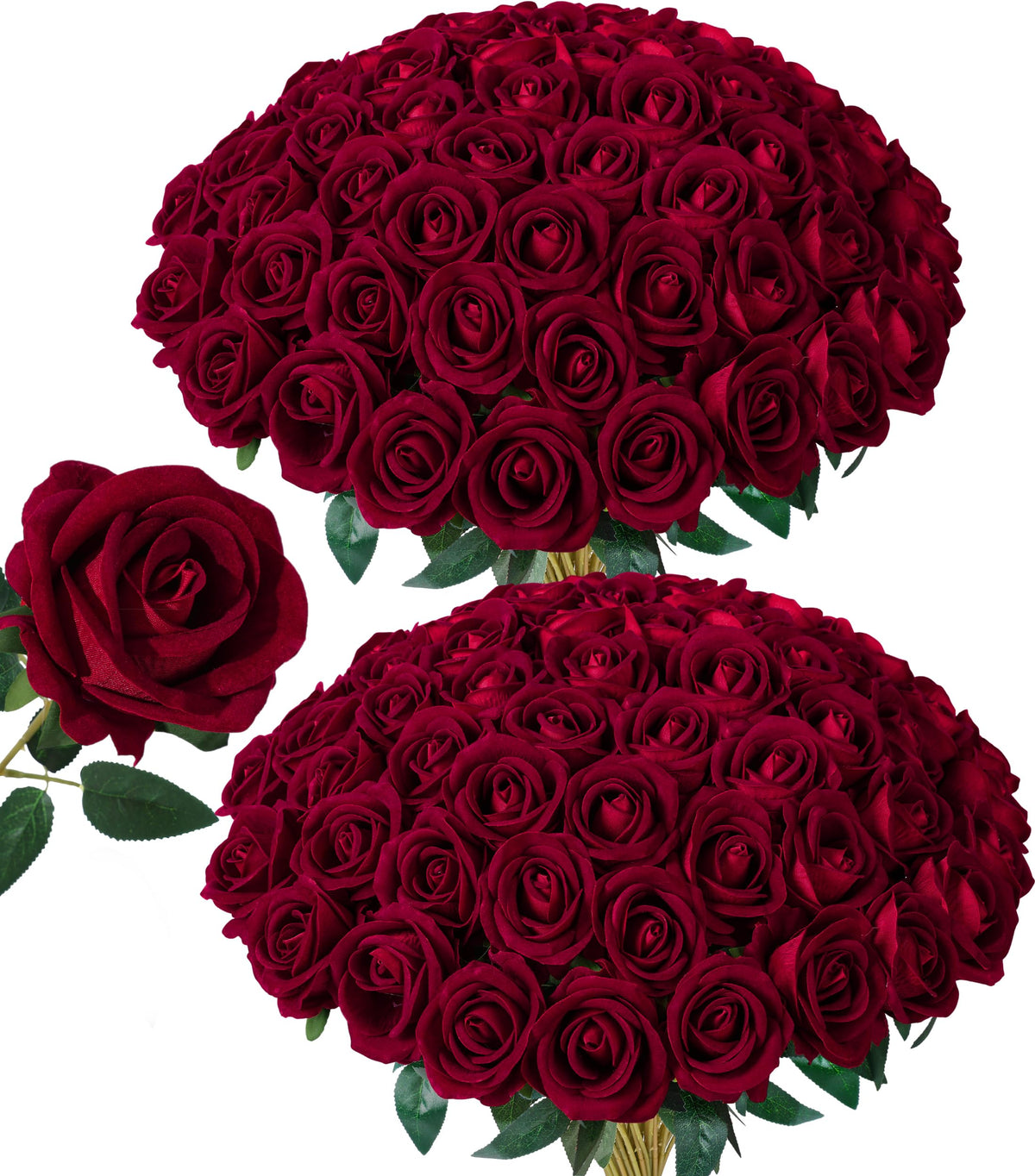 HyeFlora burgundy roses fake flowers for timeless bouquets and lasting color