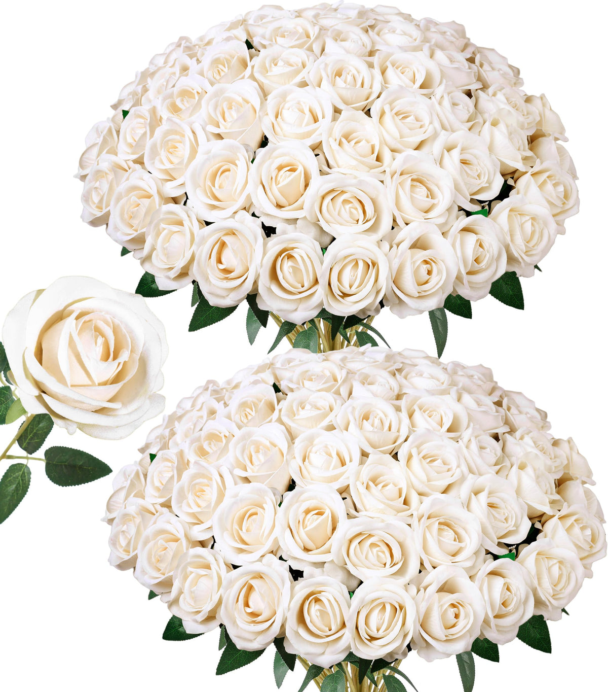 HyeFlora 50-piece champagne roses bundle for elegant bouquets and long-lasting decor.