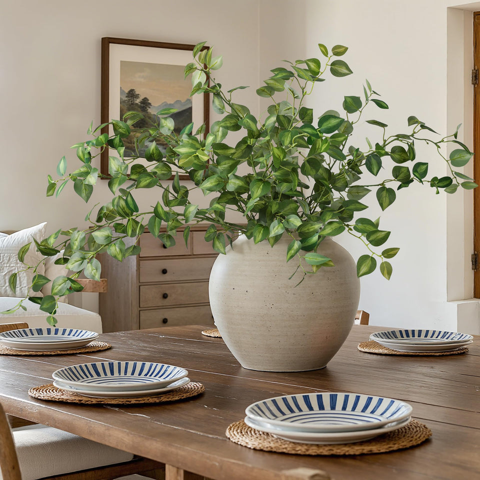 HyeFlora artificial eucalyptus centerpiece for a long-lasting, elegant table setting.