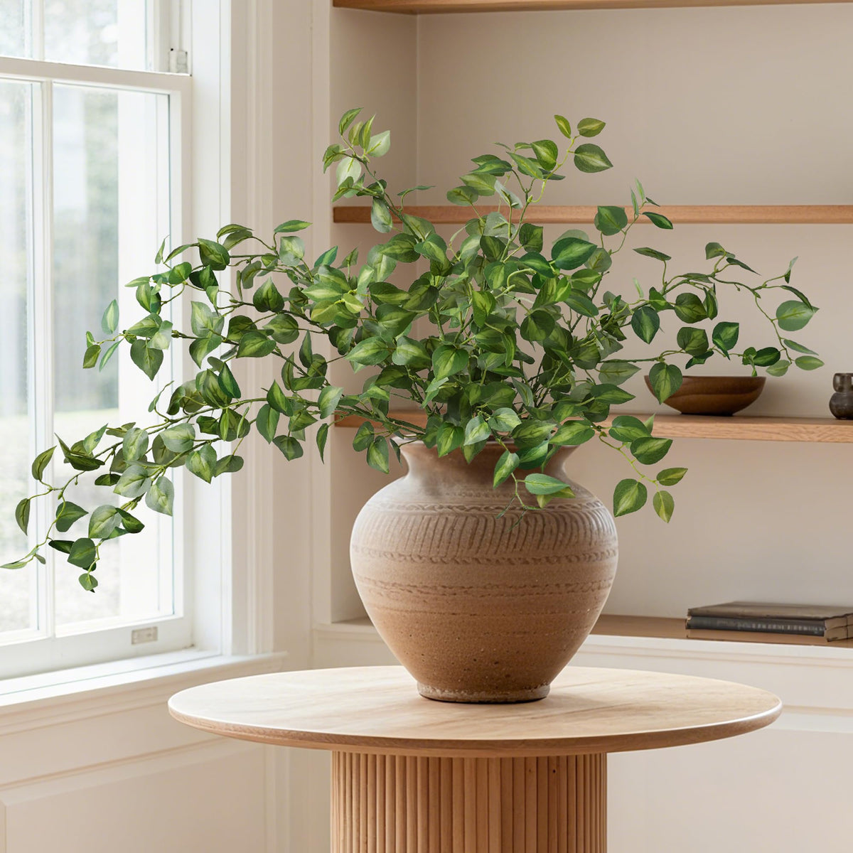 HyeFlora eucalyptus festive arrangement elevates tablescapes with realistic silk leaves.