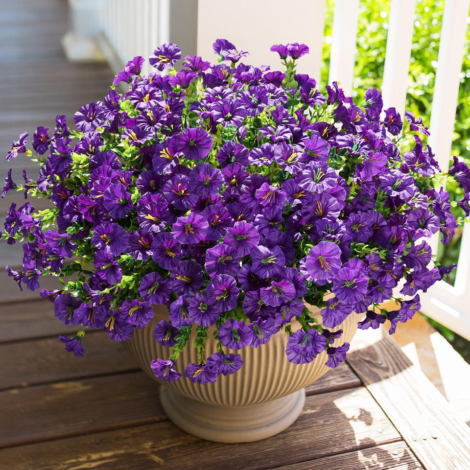 HyeFlora artificial morning glory bundles with eucalyptus for outdoor decor