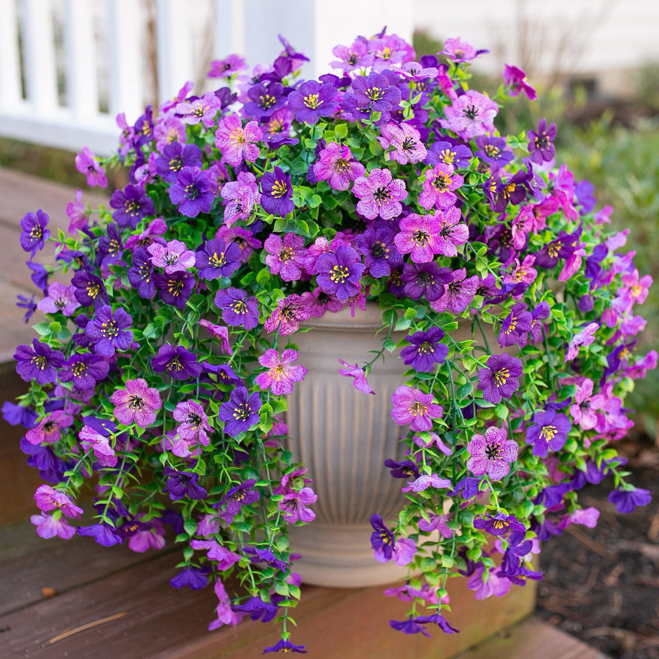 HyeFlora outdoor dark purple hanging flowers for porch decor.