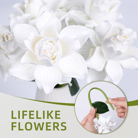 HyeFlora artificial gardenia close-up shows lifelike silk texture