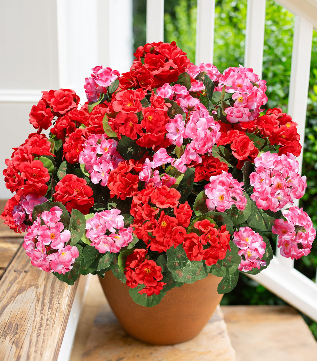 HyeFlora artificial geraniums outdoor six bundles ready for porch display