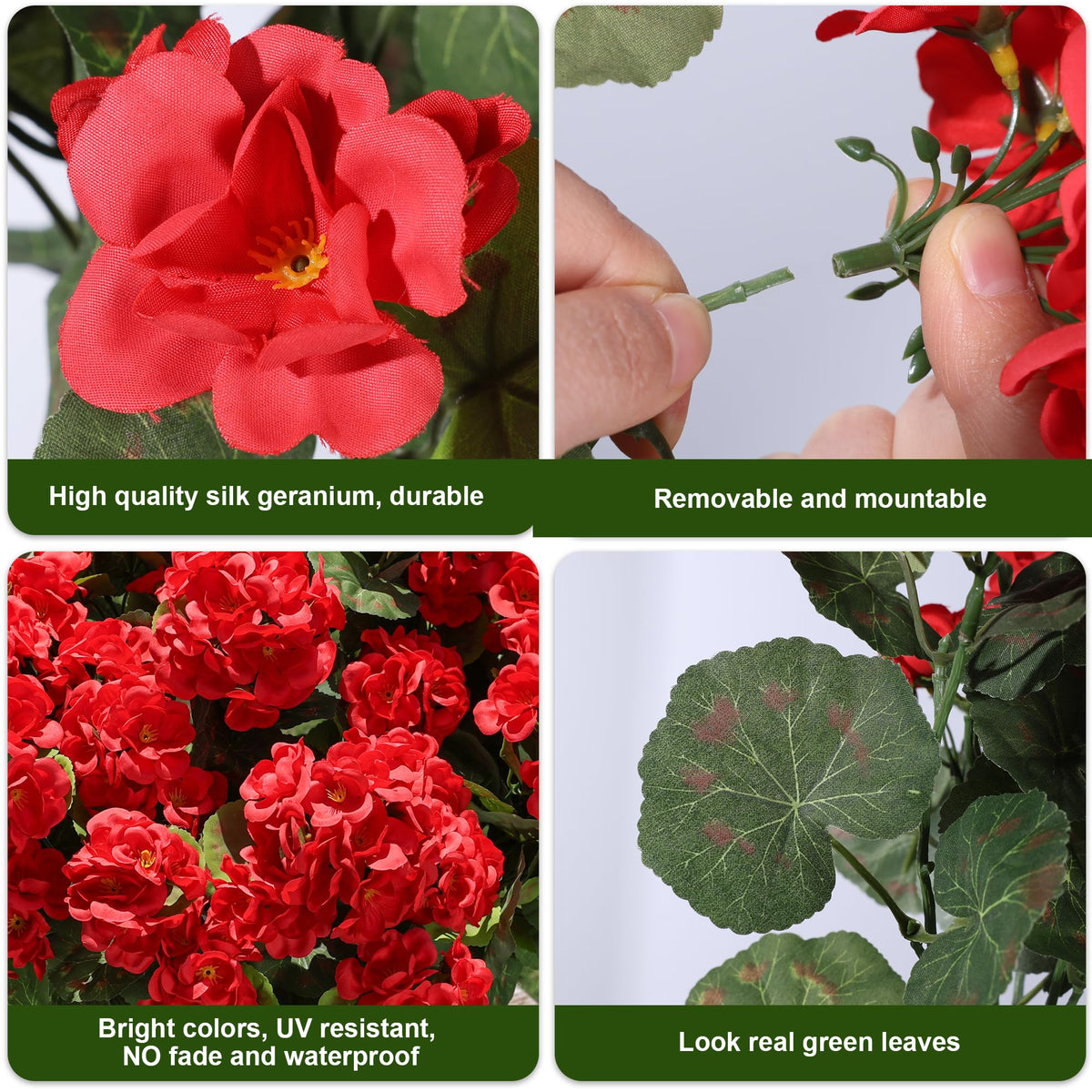 Patio decor idea with HyeFlora artificial geraniums red blooms