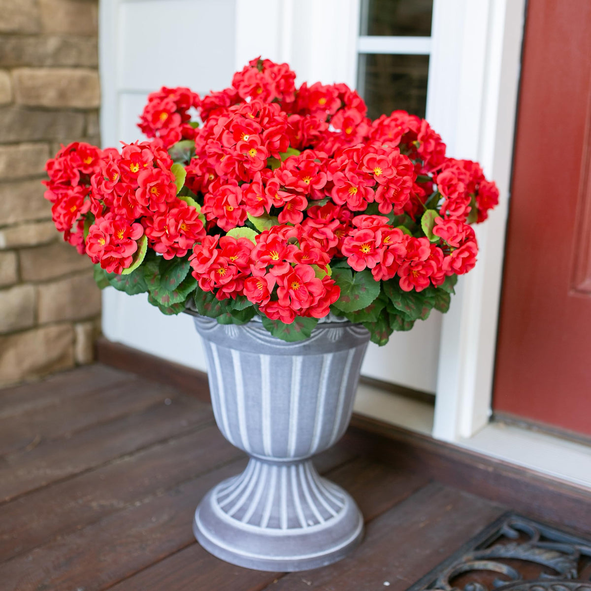 Red HyeFlora geraniums with lifelike color for garden displays