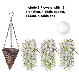 HyeFlora outdoor hanging basket showcases white daisies, weather-resistant charm.