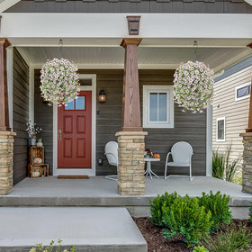 HyeFlora hanging basket features rust-resistant frame, ideal for porches.