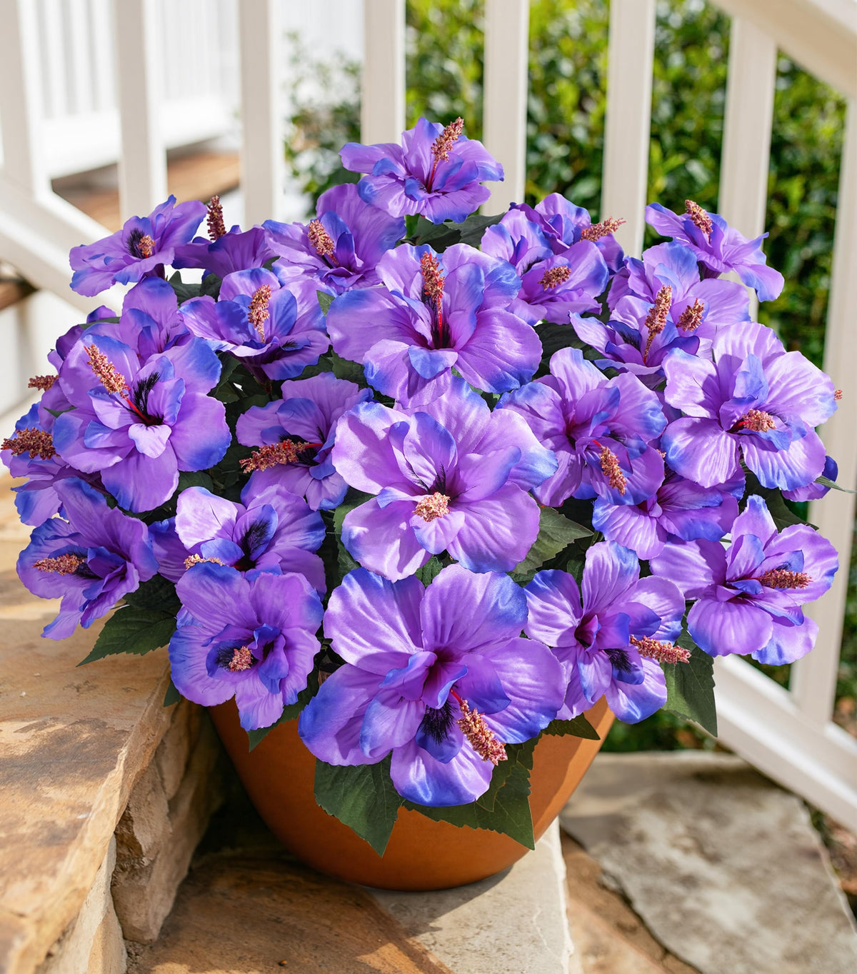 HyeFlora artificial hibiscus outdoor 4-bundle display for maintenance-free decor.