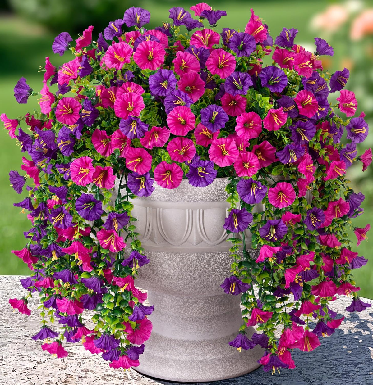 HyeFlora artificial morning glory vine with eucalyptus for outdoor porch ambiance