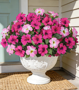 HyeFlora artificial pink petunias close-up showing ultra-real petals for outdoor decor