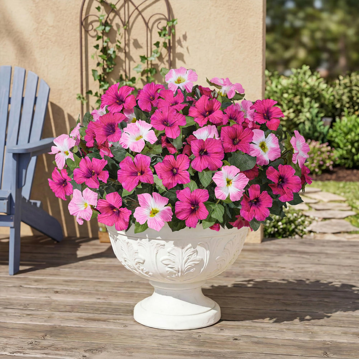 HyeFlora petunias outdoor planter setup highlight bendable stems for custom arrangements