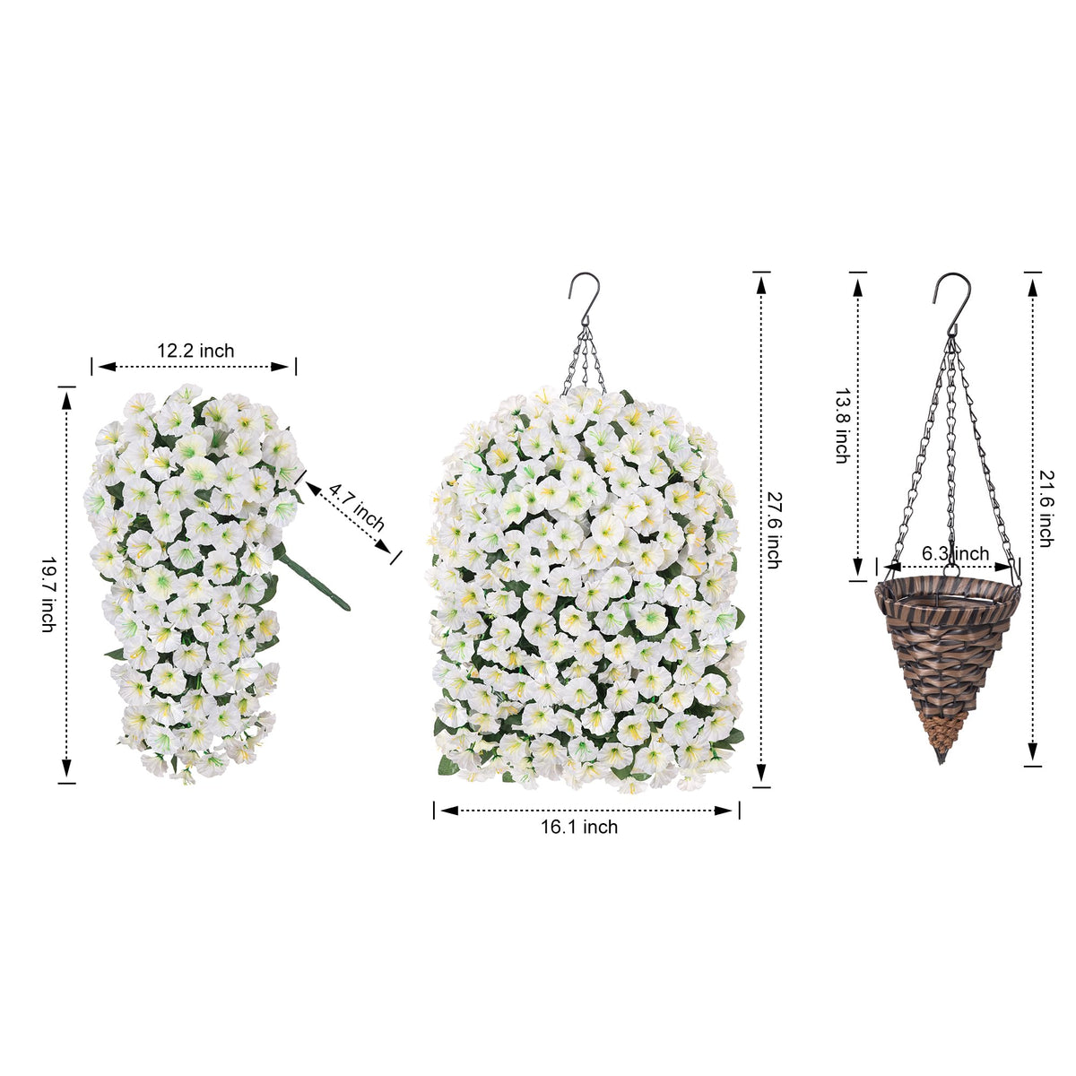 Simple 5-minute assembly by placing silk branches in the basket.