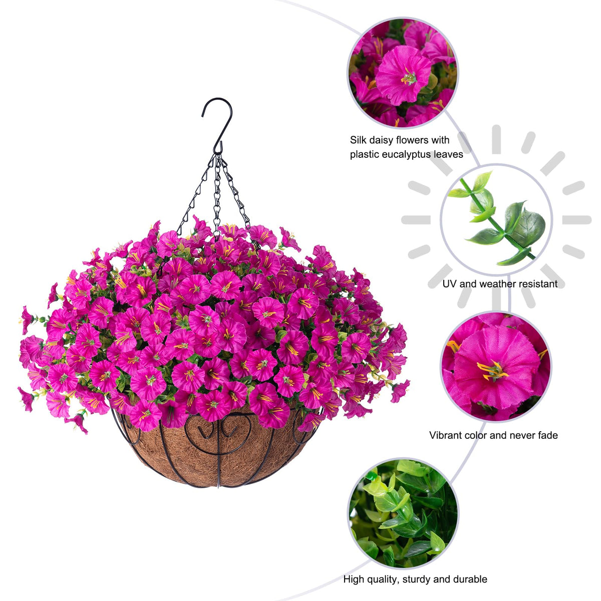HyeFlora Basket chain details illustrate sturdy support for year-round display