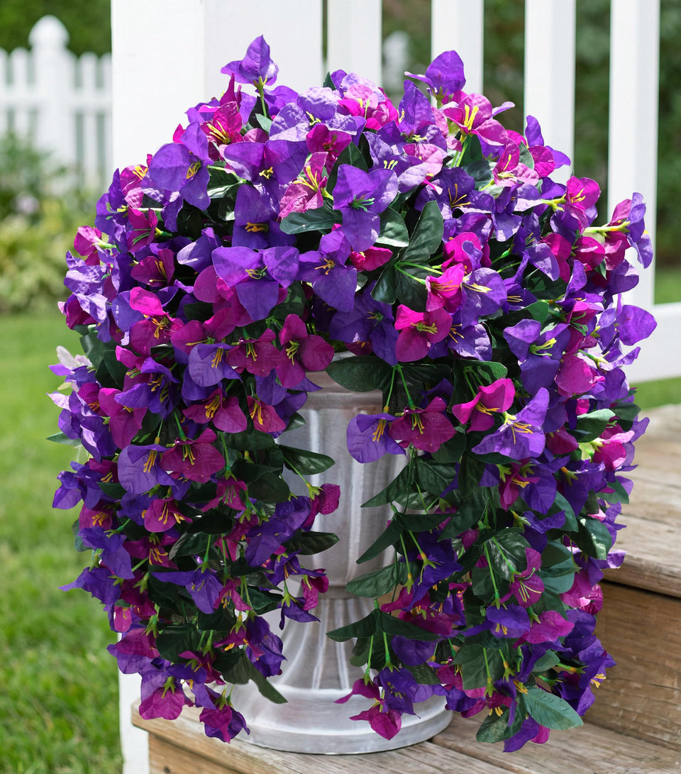 HyeFlora bougainvillea hanging flowers, 2-pack for outdoor porch décor.