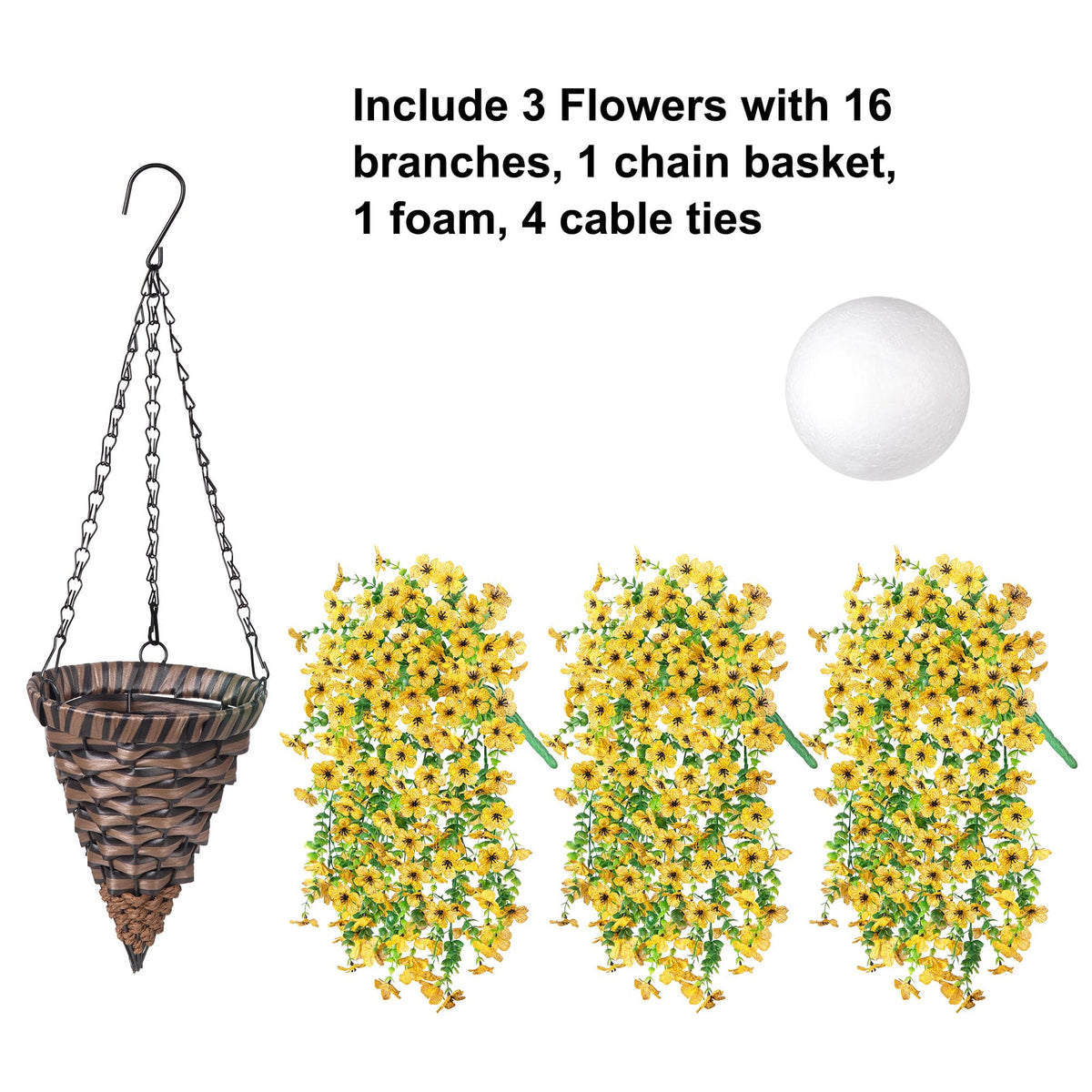 HyeFlora daisy flower basket in a metal frame enhances maintenance-free garden appeal