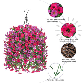 HyeFlora daisy flowers in a basket create a fresh balcony accent.