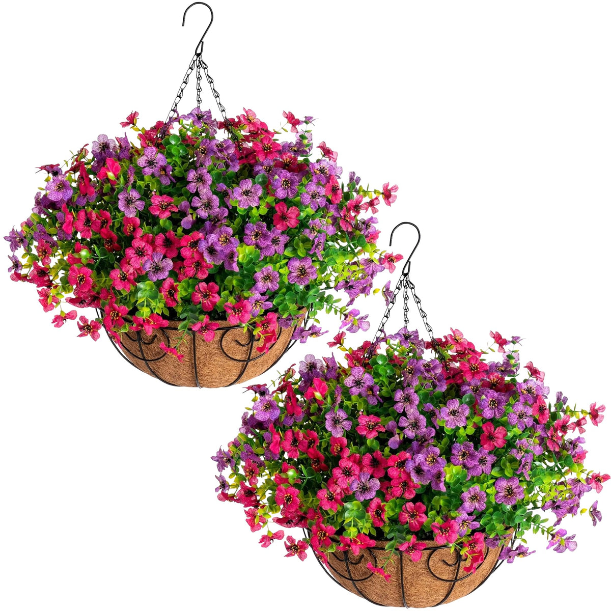 HyeFlora daisy hanging basket outdoor display with lush faux blooms.
