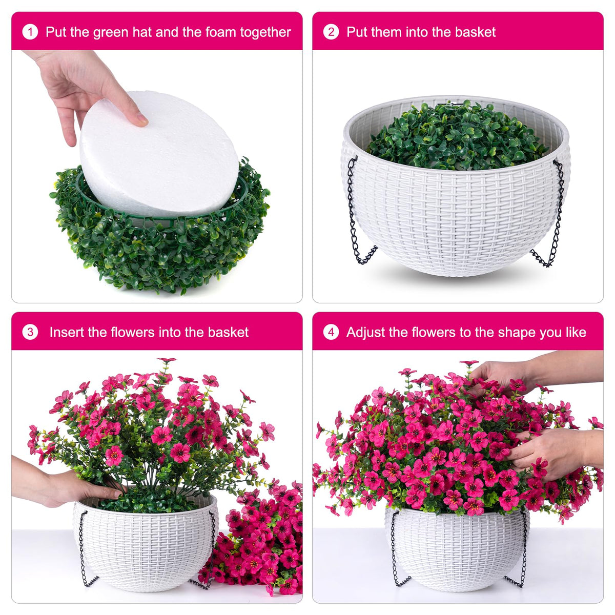 HyeFlora dimensions 15x15x19 inches hanging planter shows scale