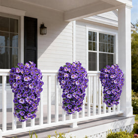 HyeFlora easy-install faux pansy basket setup for quick outdoor decorating