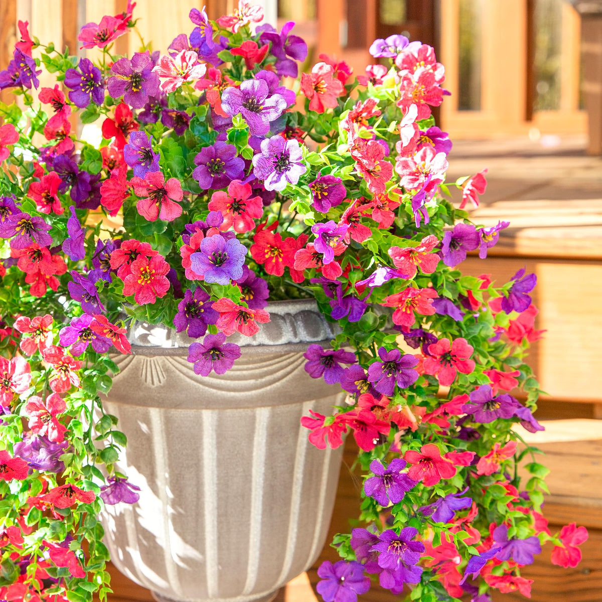 Eucalyptus leaves from HyeFlora add natural texture to planters.
