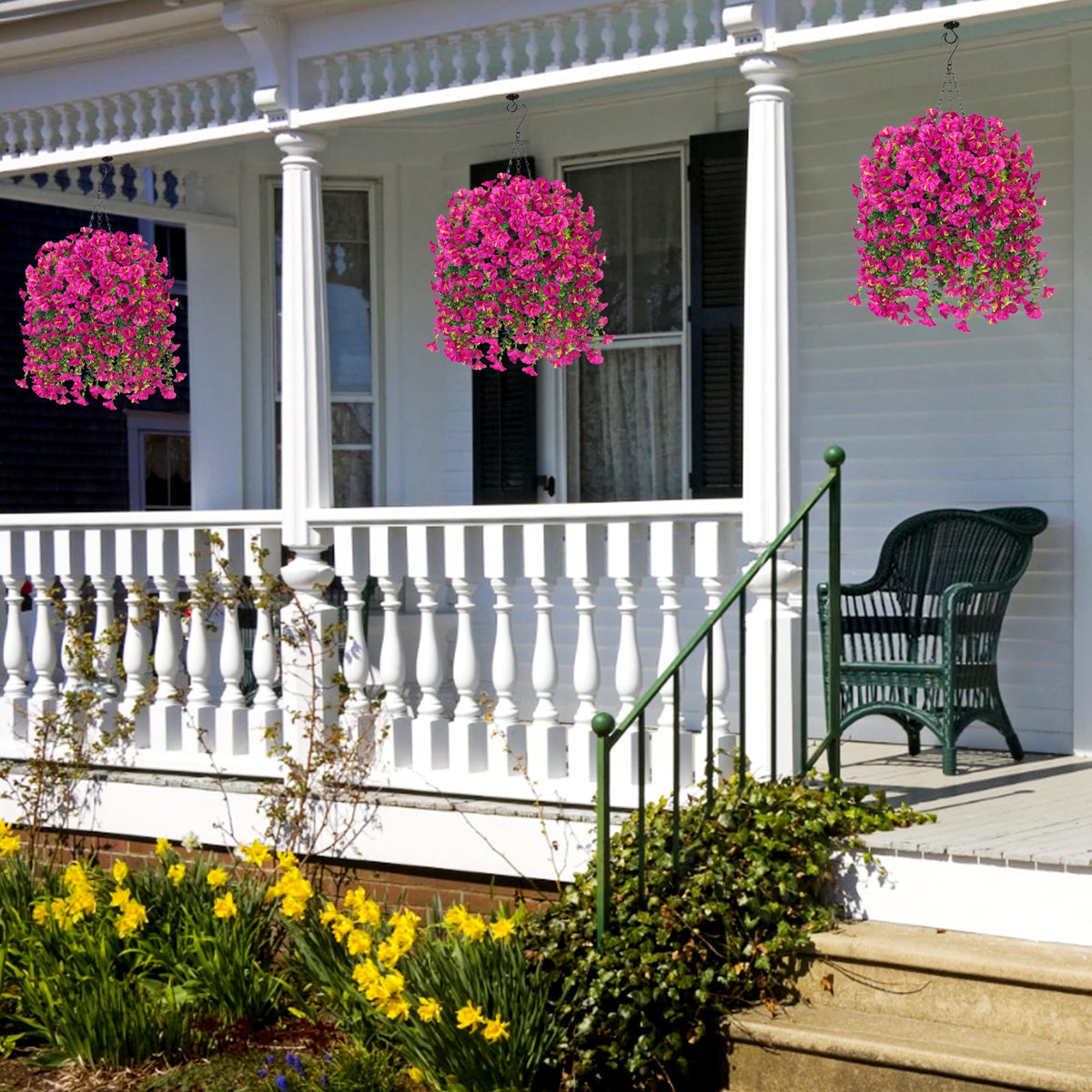 HyeFlora faux hanging vines brighten porches, walls, and yards.