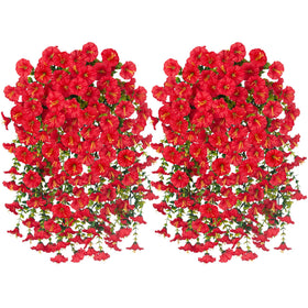 HyeFlora front door display with red blooms for welcome.