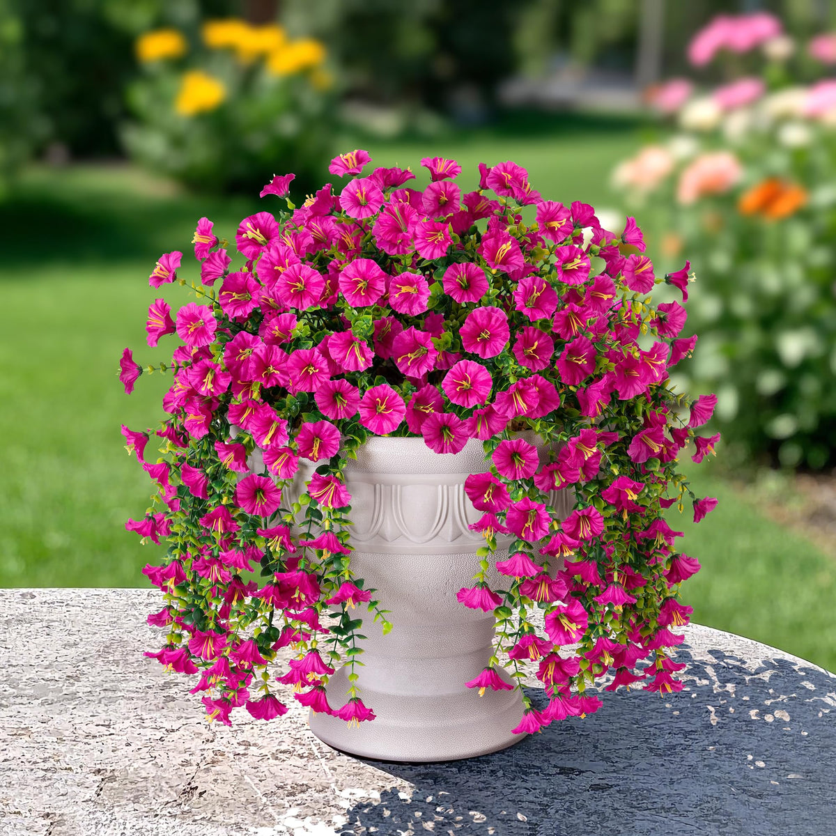 HyeFlora fuchsia hanging flowers to brighten walls and entryways.