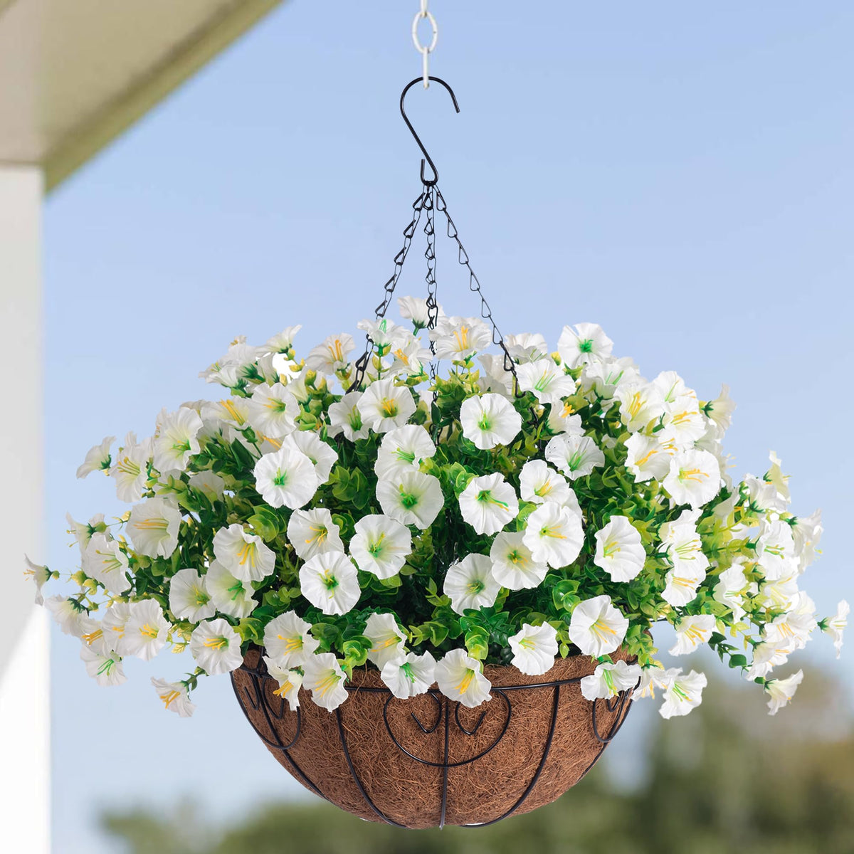 HyeFlora hanging basket with quick 5-minute assembly for outdoor display.