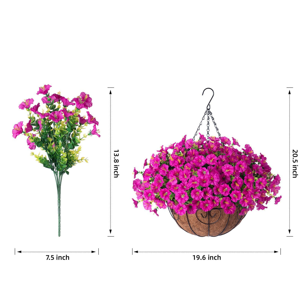 HyeFlora Hanging basket dimensions reveal a 19.6in x 19.6in x 20.5in display