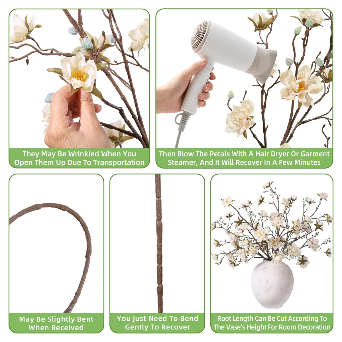 Hyeflora champagne magnolia branches offer timeless indoor accents.