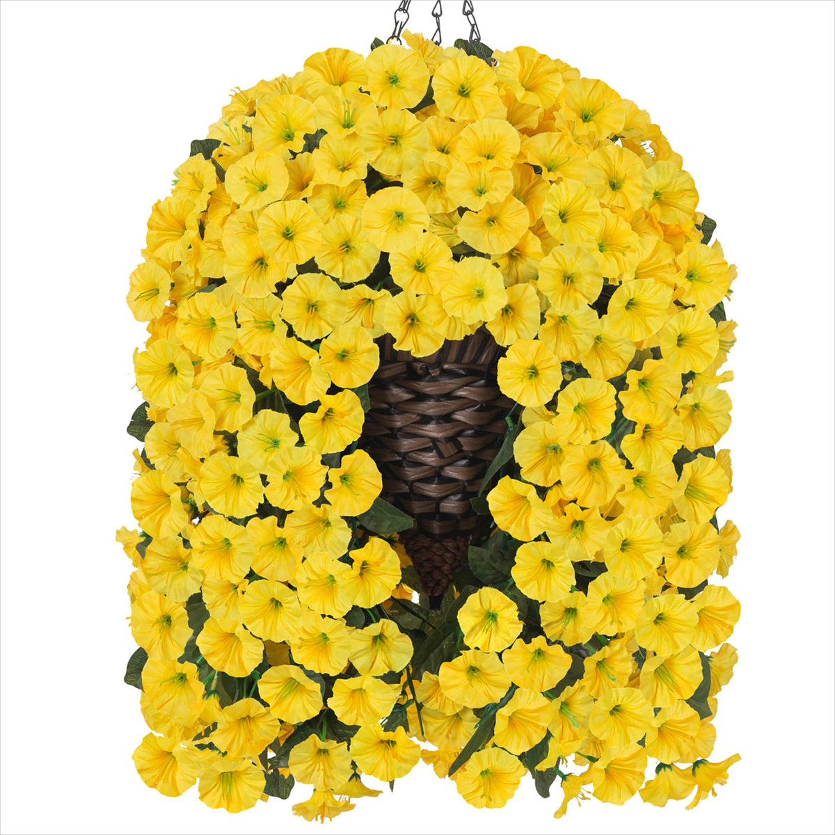 Hyeflora look-real hanging flower basket enhances interior or exterior styling.