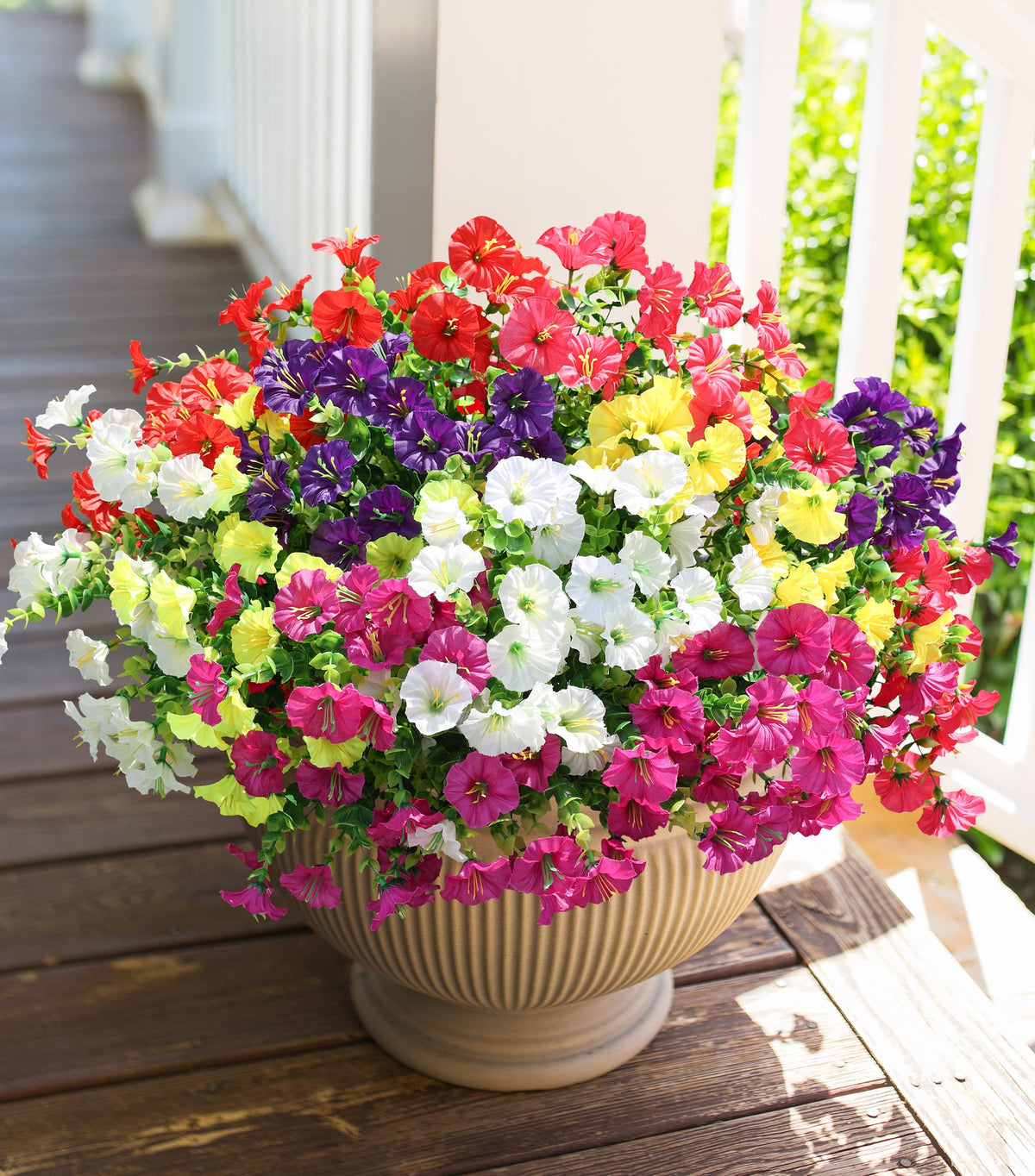 HyeFlora fuchsia morning glory outdoor bundle with eucalyptus for balcony accents
