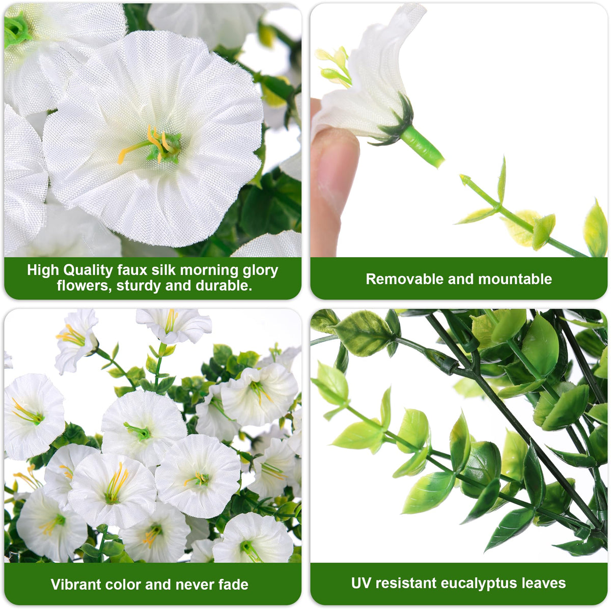 HyeFlora morning glory with eucalyptus, UV resistant blooms for porch.