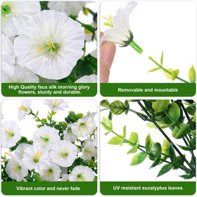 HyeFlora morning glory with eucalyptus, UV resistant blooms for porch.