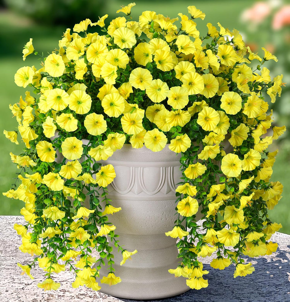 HyeFlora morning glory hanging vine yellow close-up, realistic petals for outdoor decor.