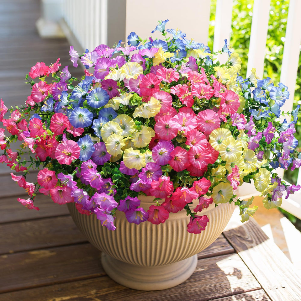 HyeFlora pink morning glory with eucalyptus for durable outdoor decor.