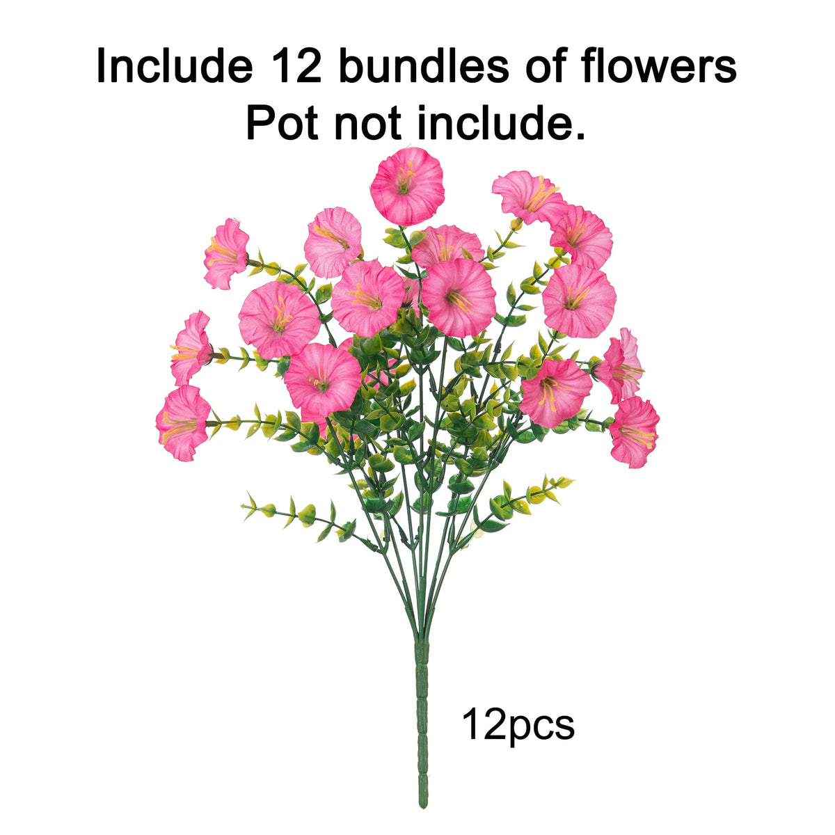 HyeFlora realistic pink morning glory stems with eucalyptus for patios.