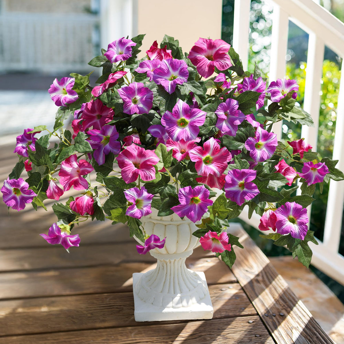 HyeFlora outdoor flowers shown in planters for vibrant seasonal displays.