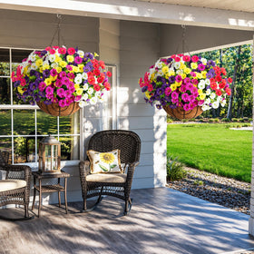 HyeFlora outdoor hanging basket assembly is quick and easy for instant decor.