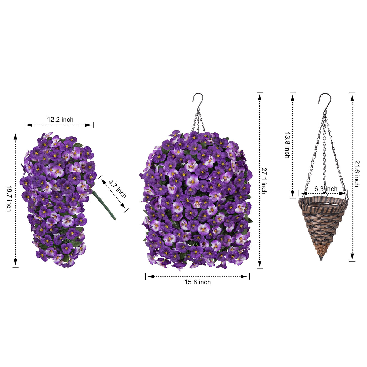 HyeFlora outdoor pansy flowers arrangement with cascading blooms for balcony