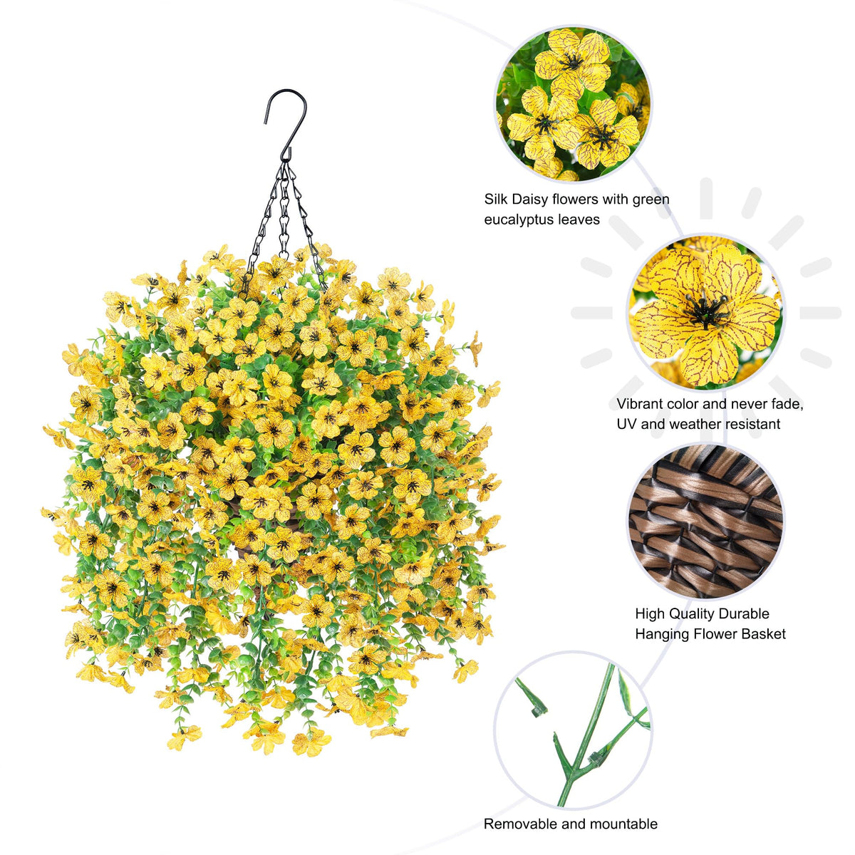 HyeFlora outdoor yellow daisies brighten porches with a realistic look